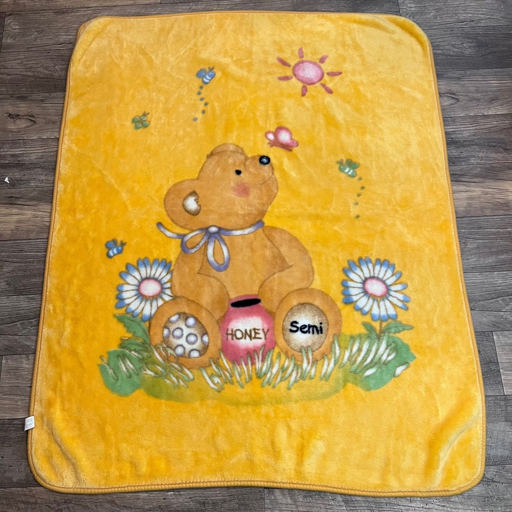 Stellamor Aroma Plus Kids Blanket Yellow Teddy Bear Honey Pot Daisies 43x55‎